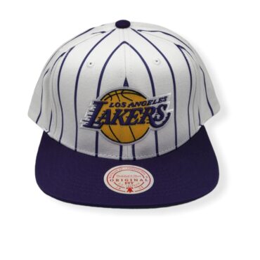 Mitchell & Ness Los Angeles Lakers Retro Pinstripe Purple Adjustable Snapback Hat Cap