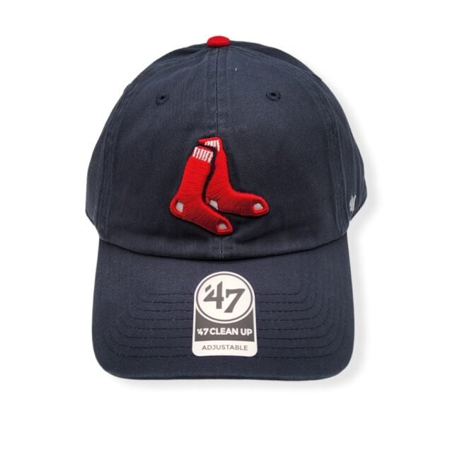 '47 Boston Red Sox Clean Up Navy/Socks Logo Adjustable Strap Hat Cap