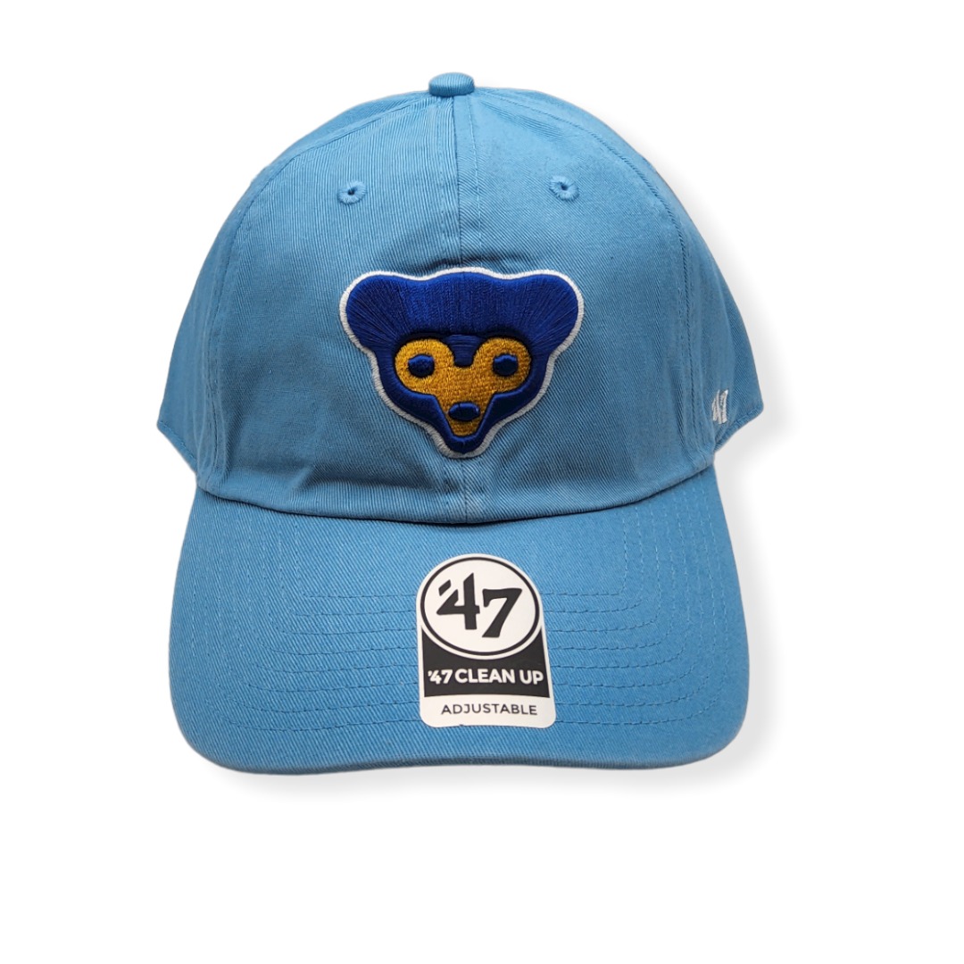 '47 Chicago Cubs Clean Up Cooperstown Light Blue Baby Bear Logo Adjustable Strap Hat Cap