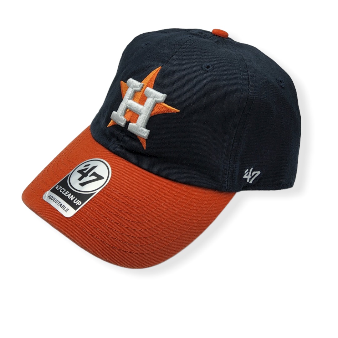 '47 Houston Astros Clean Up 2Tone Navy/Orange/Orange Button Adjustable Strap Hat Cap