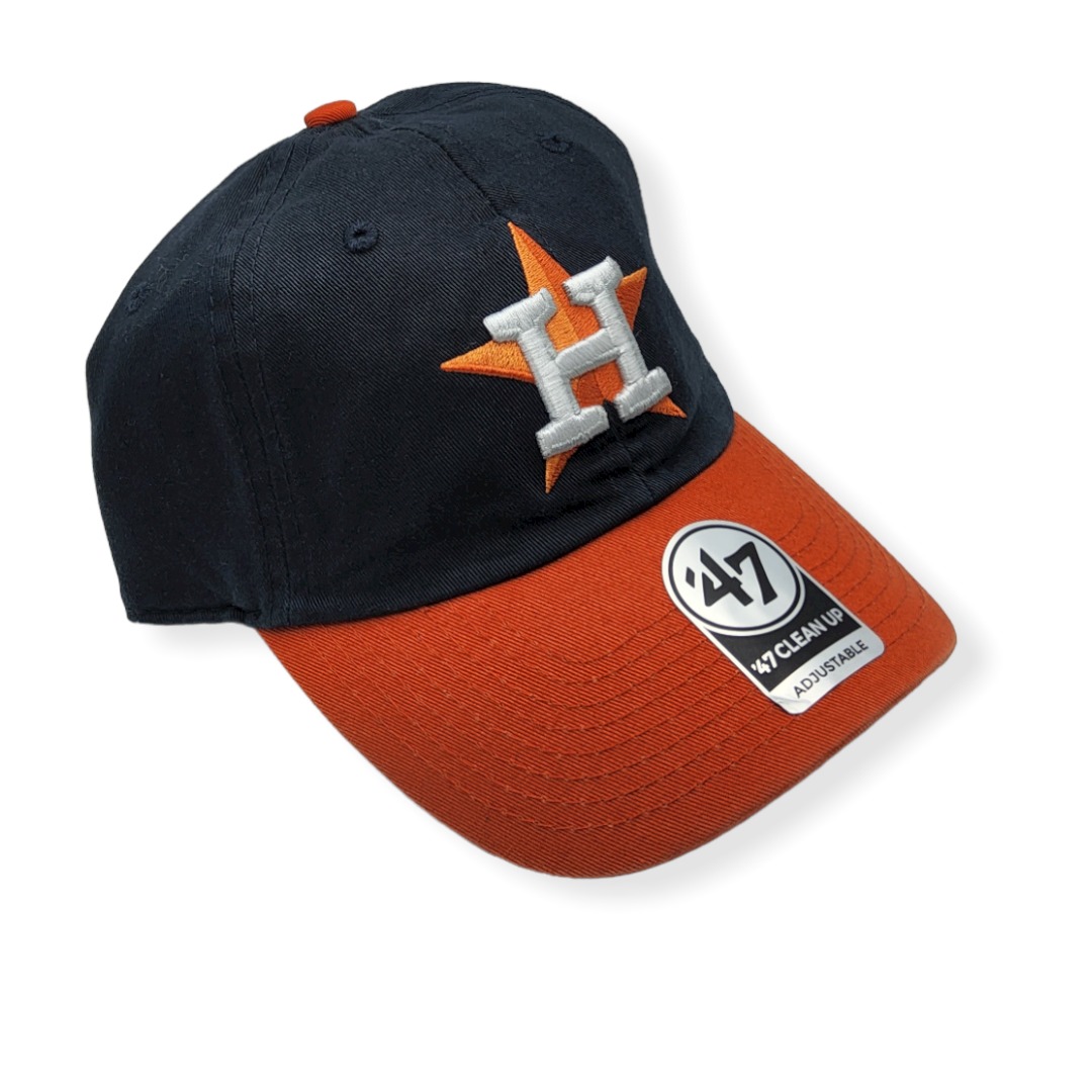 '47 Houston Astros Clean Up 2Tone Navy/Orange/Orange Button Adjustable Strap Hat Cap