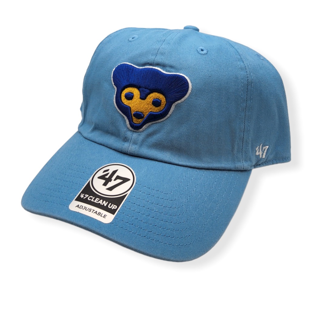 '47 Chicago Cubs Clean Up Cooperstown Light Blue Baby Bear Logo Adjustable Strap Hat Cap