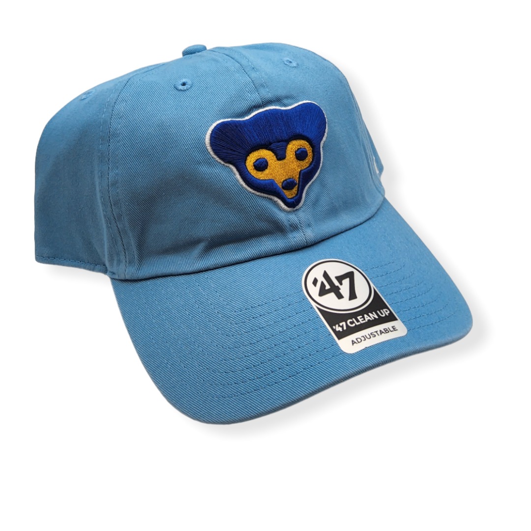 '47 Chicago Cubs Clean Up Cooperstown Light Blue Baby Bear Logo Adjustable Strap Hat Cap