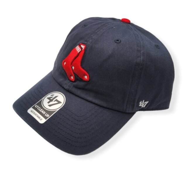 '47 Boston Red Sox Clean Up Navy/Socks Logo Adjustable Strap Hat Cap