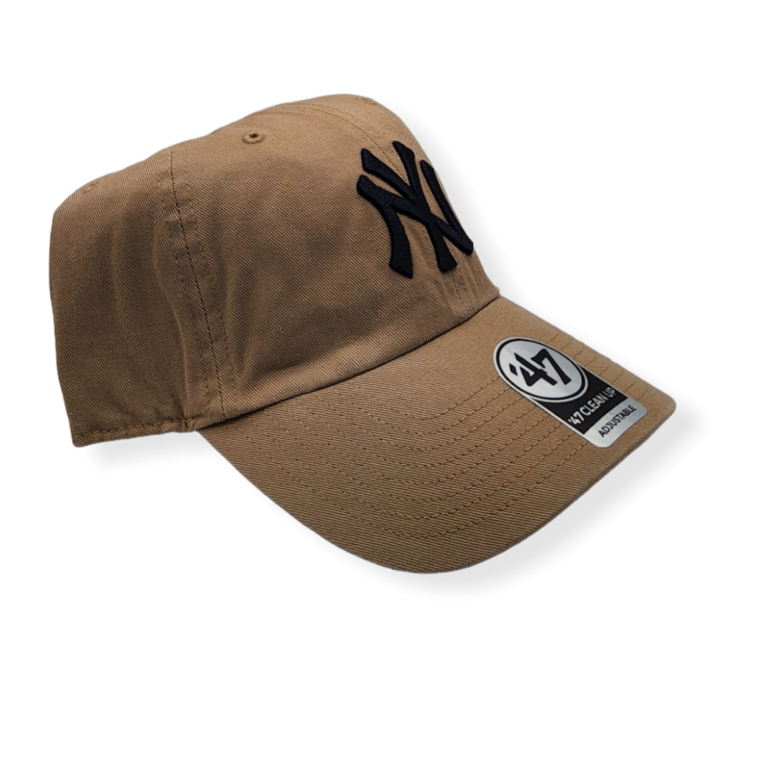 '47 New York Yankees Clean Up Khaki/Navy Logo Adjustable Strap Hat Cap
