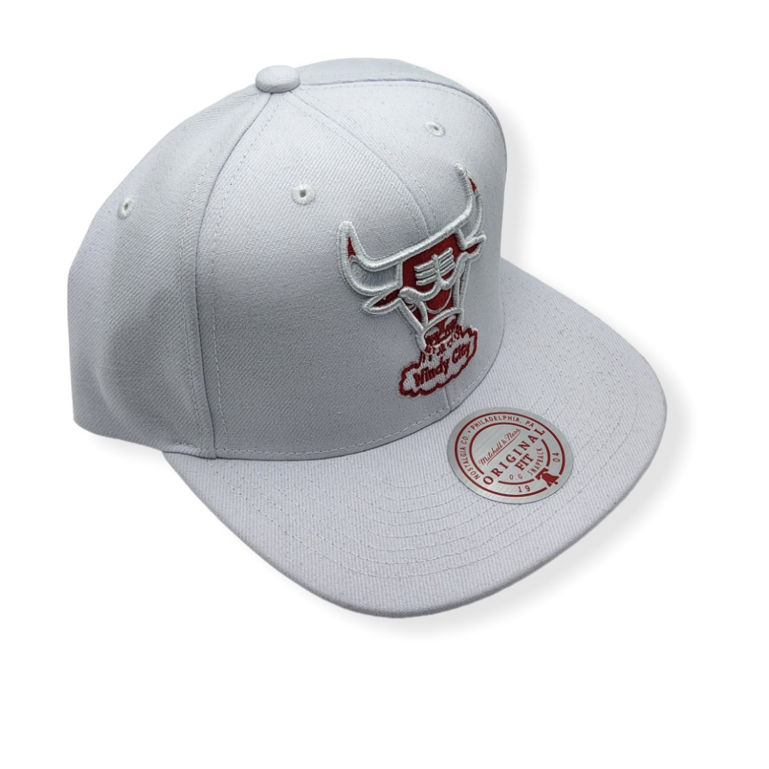 Mitchell & Ness Chicago Bulls White Out TC Pop Adjustable Snapback Hat Cap