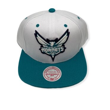 Mitchell & Ness Charlotte Hornets XL Pop Team White/Teal Adjustable Snapback Hat Cap
