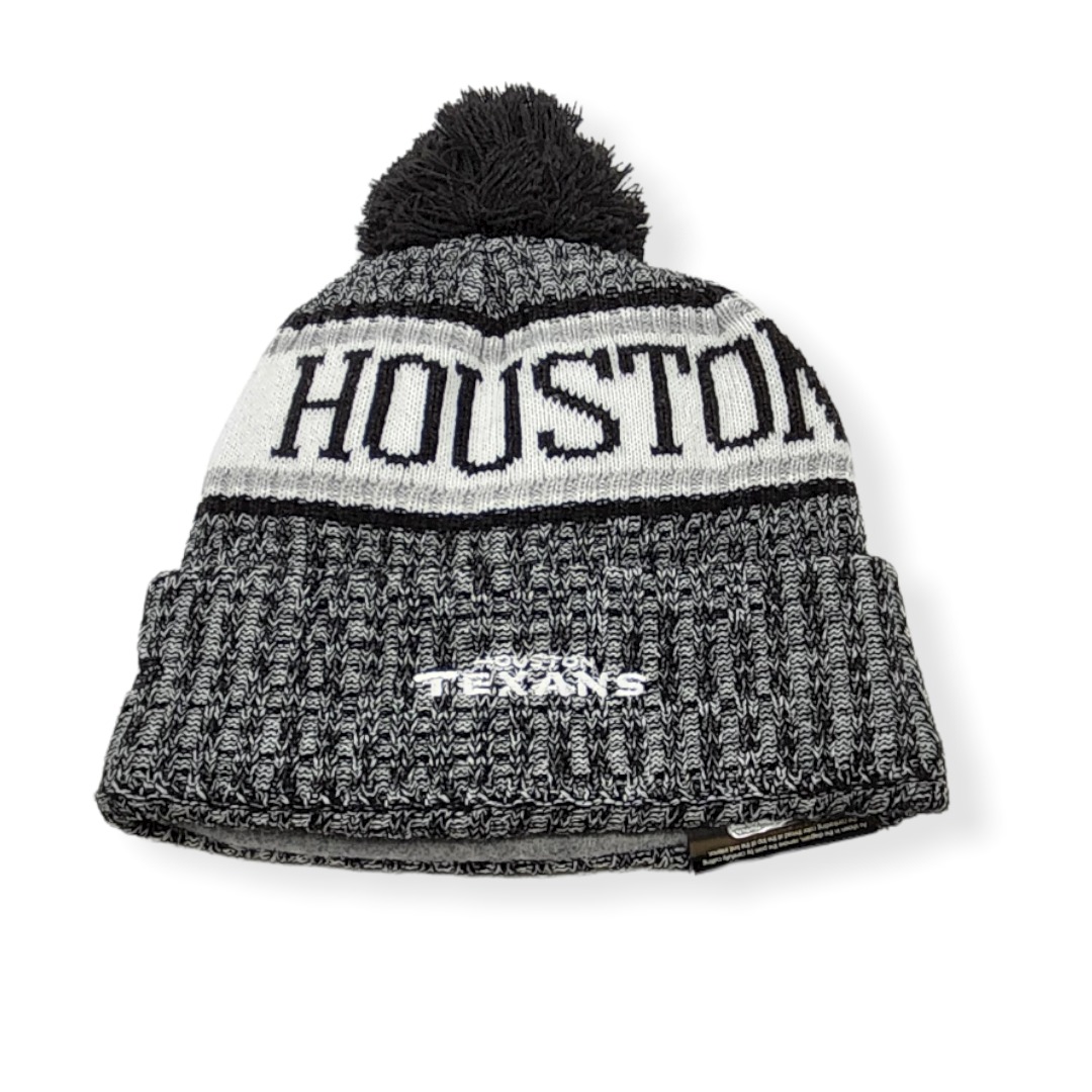 New Era Houston Texans Authentic 2018 Black & White Sideline Sport Knit Beanie Cold Weather Hat