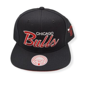 Mitchell & Ness Chicago Bulls Team Script 2.0 Black Adjustable Snapback Hat Cap
