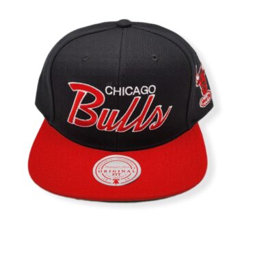 Mitchell & Ness Chicago Bulls Team Script 2.0 Black/Red Adjustable Snapback Hat Cap