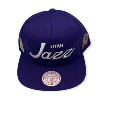 Mitchell & Ness Utah Jazz Vintage Draft Script Adjustable Snapback Hat Cap