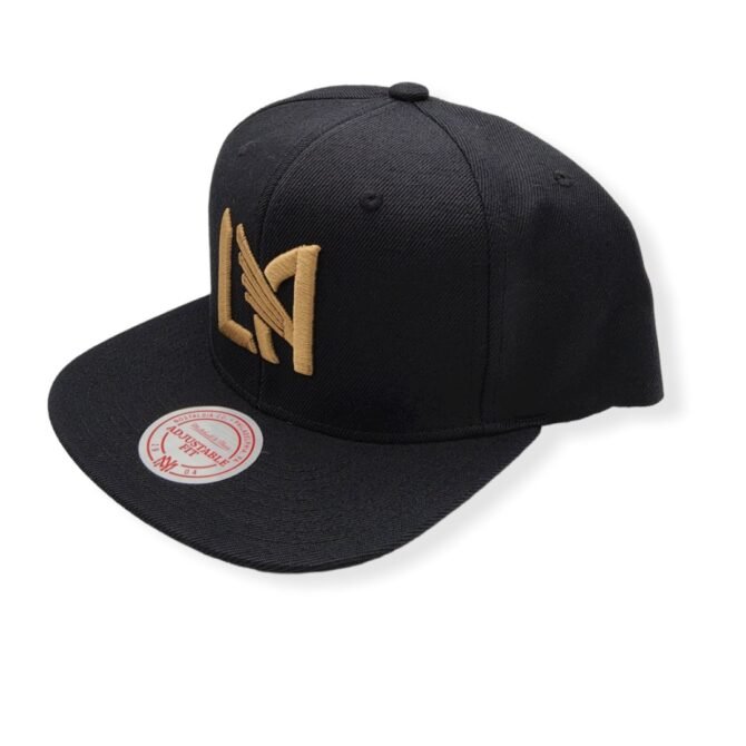 Mitchell & Ness Los Angeles Football Club Team Core Black/Khaki Underbrim Adjustable Snapback Hat Cap
