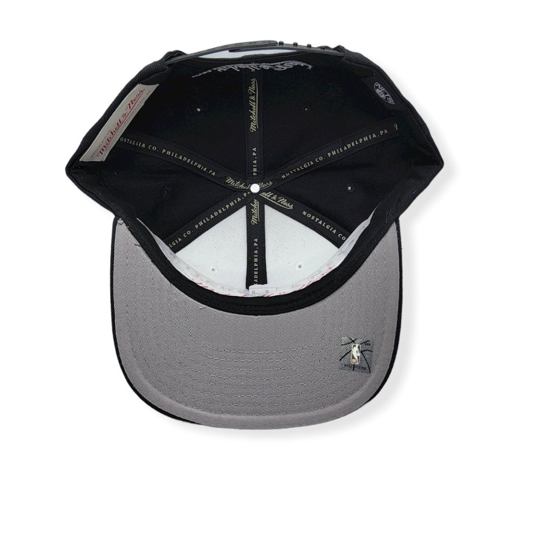 Mitchell & Ness Brooklyn Nets Front Post Black/White Adjustable Snapback Hat Cap Hat