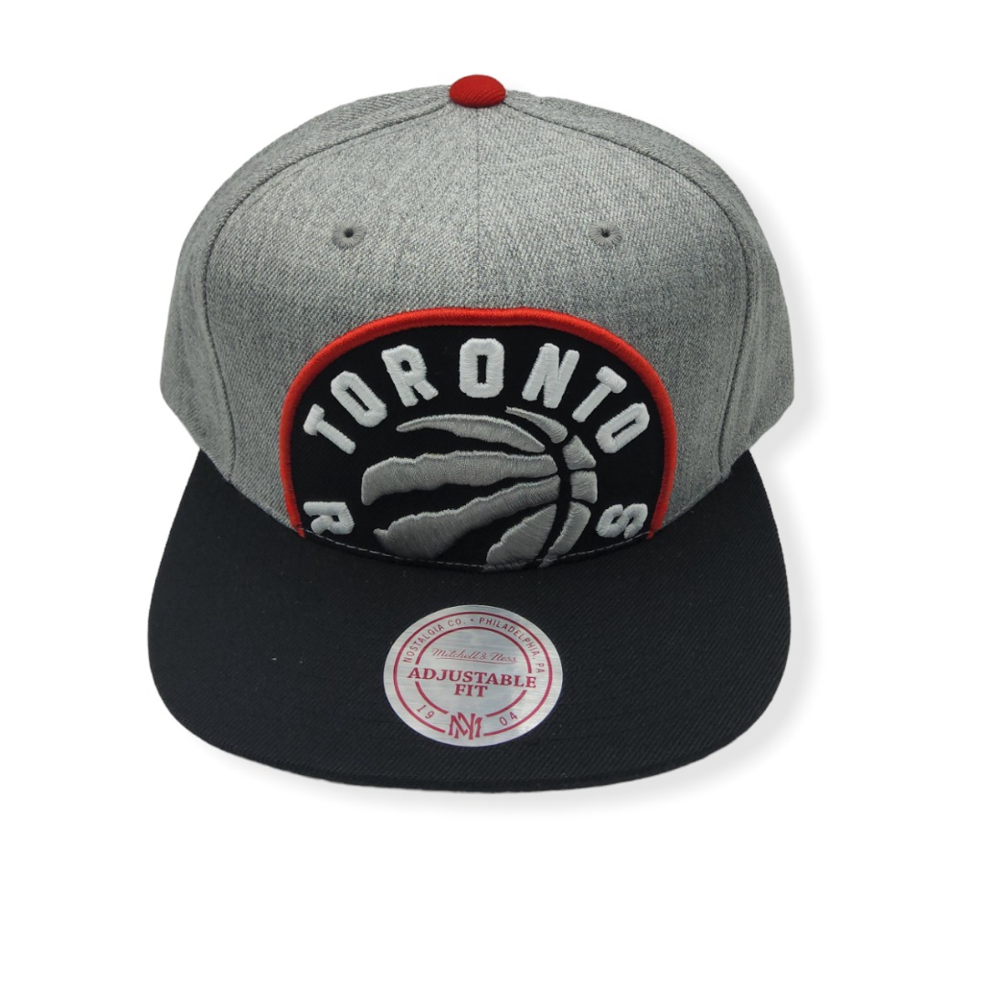 Mitchell & Ness Toronto Raptors Cropped XL Logo Heather 2 Tone Adjustable Snapback Hat Cap