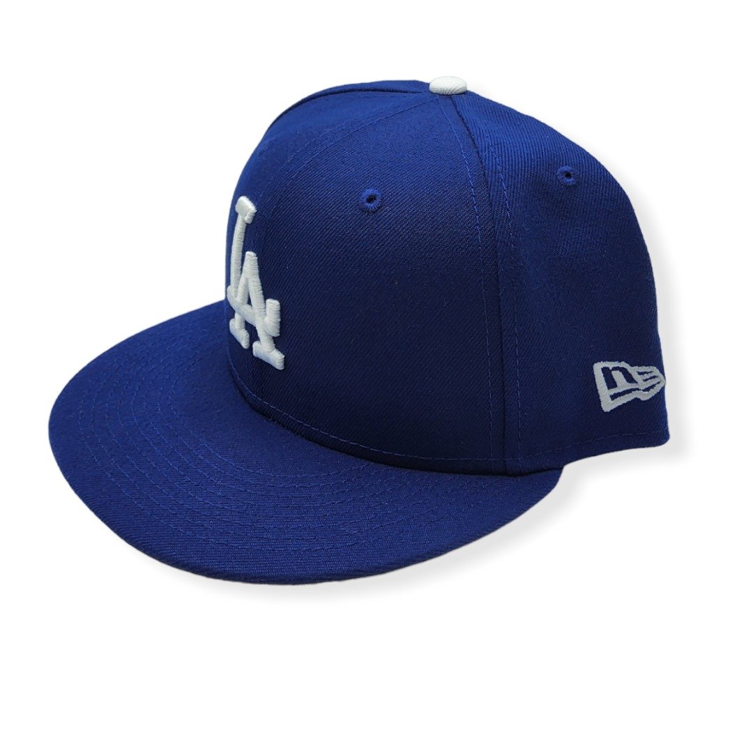 New Era Los Angeles Dodgers 59Fifty Basic Blue/White Logo Fitted Hat Cap Size 7