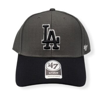'47 Los Angeles Dodgers MVP Charcoal/Black/Black Logo White Outline Adjustable Strap Hat Cap