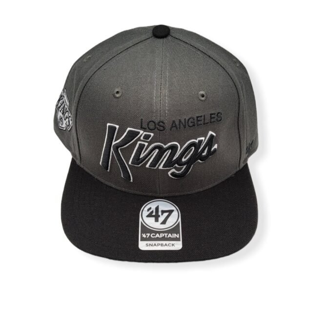 '47 Los Angeles Kings Captain Crosstown Script Charcoal/Black Adjustable Snapback Hat Cap