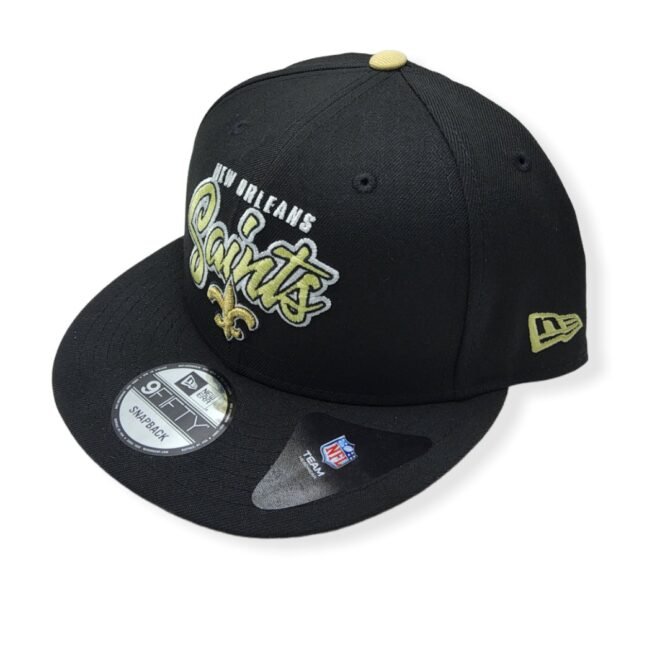 New Era New Orleans Saints 9Fifty Retro Script Black Adjustable Snapback Hat Cap