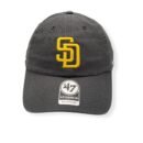 '47 San Diego Padres Clean Up Charcoal/Yellow Logo Adjustable Strap Hat Cap