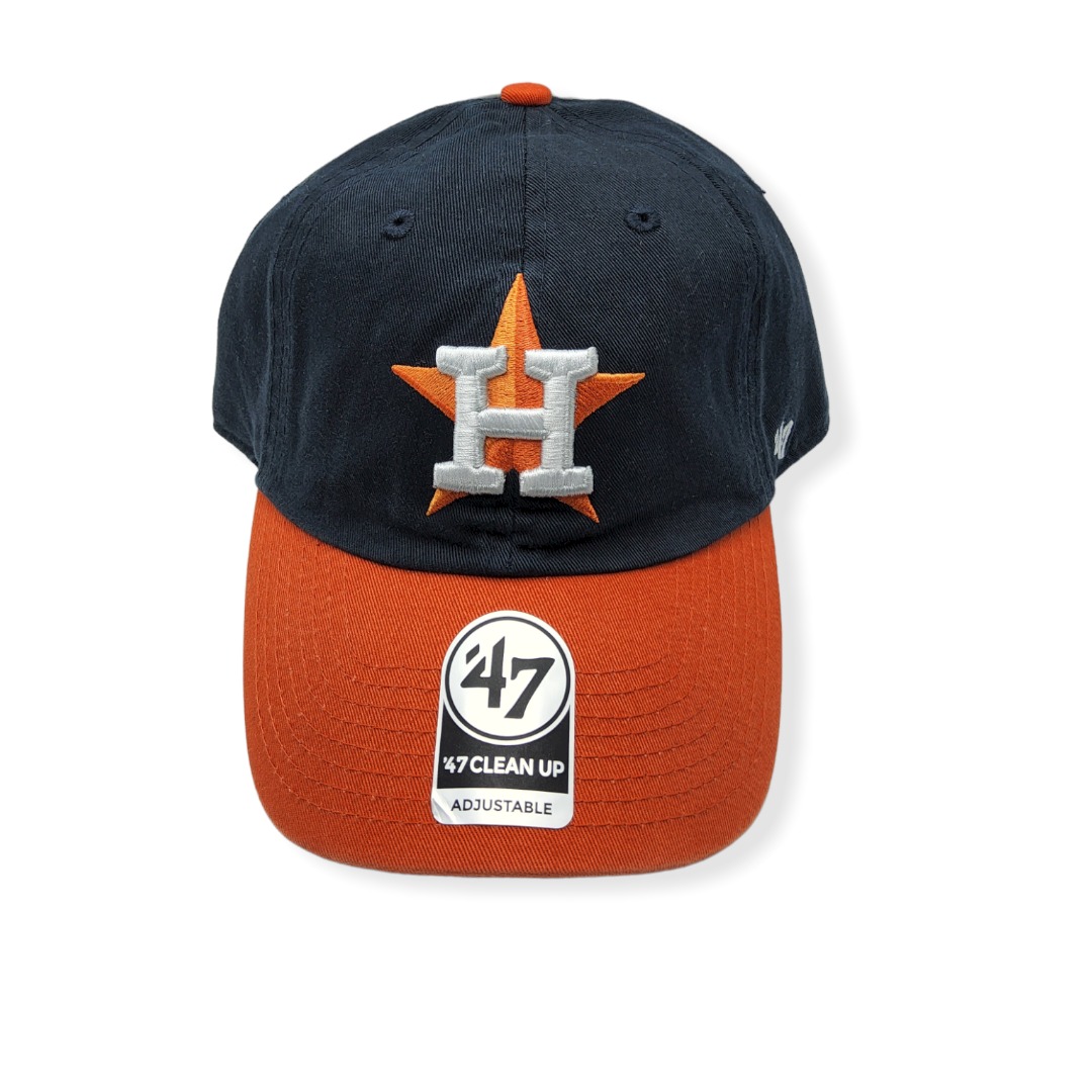 '47 Houston Astros Clean Up 2Tone Navy/Orange/Orange Button Adjustable Strap Hat Cap