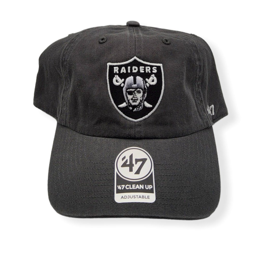 '47 Las Vegas Raiders Clean Up Charcoal Adjustable Strap Hat Cap