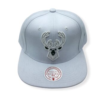 Mitchell & Ness Milwaukee Bucks White Out TC Pop White/Green Adjustable Snapback Hat Cap