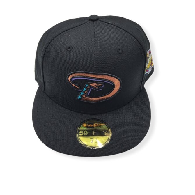 New Era Arizona Diamondbacks 59Fifty 2001 World Series Wool Black Fitted Hat Cap Size 7 3/4