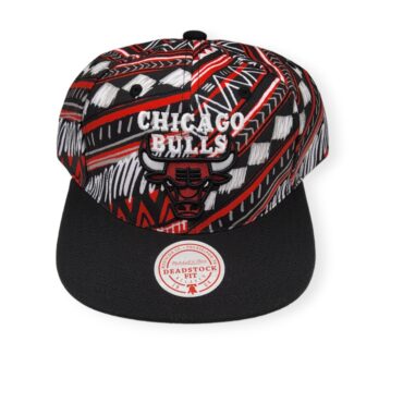 Mitchell & Ness Chicago Bulls Game Day Pattern Deadstock Black Adjustable Snapback Hat Cap