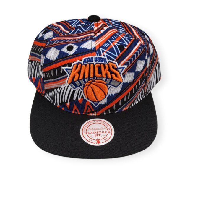 Mitchell & Ness New York Knicks Game Day Pattern Deadstock Black Adjustable Snapback Hat Cap