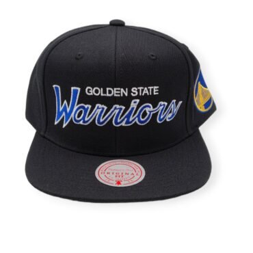 Mitchell & Ness Golden State Warriors Team Script 2.0 Black Adjustable Snapback Hat Cap