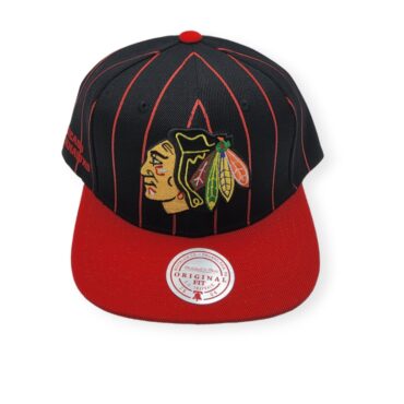 Mitchell & Ness Chicago Blackhawks Team Pin Black/Red Adjustable Snapback Hat Cap