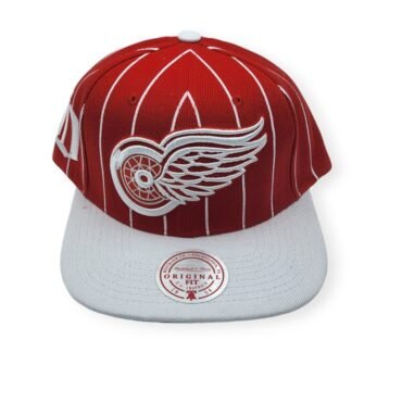 Mitchell & Ness Detroit Red Wings Team Pin Red/White Adjustable Snapback Hat Cap