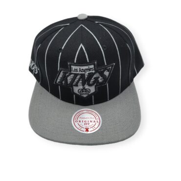 Mitchell & Ness Los Angeles Kings Team Pin Black/Gray Adjustable Snapback Hat Cap