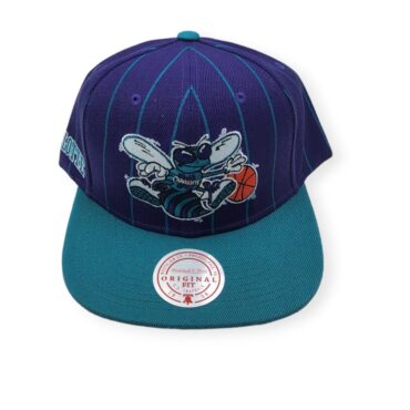 Mitchell & Ness Charlotte Hornets Team Pin Purple/Teal Adjustable Snapback Hat Cap