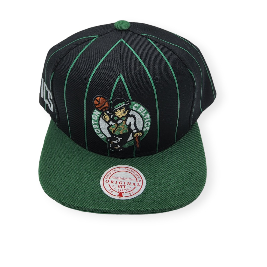 Mitchell & Ness Boston Celtics Team Pin Black/Green Adjustable Snapback Hat Cap