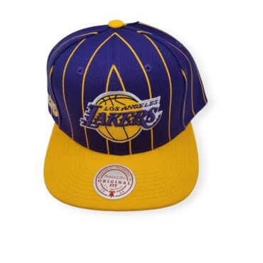 Mitchell & Ness Los Angeles Lakers Team Pin Purple/Yellow Adjustable Snapback Hat Cap