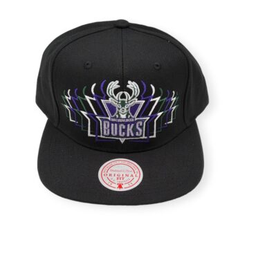 Mitchell & Ness Milwaukee Bucks Team Vibes Black Adjustable Snapback Hat Cap