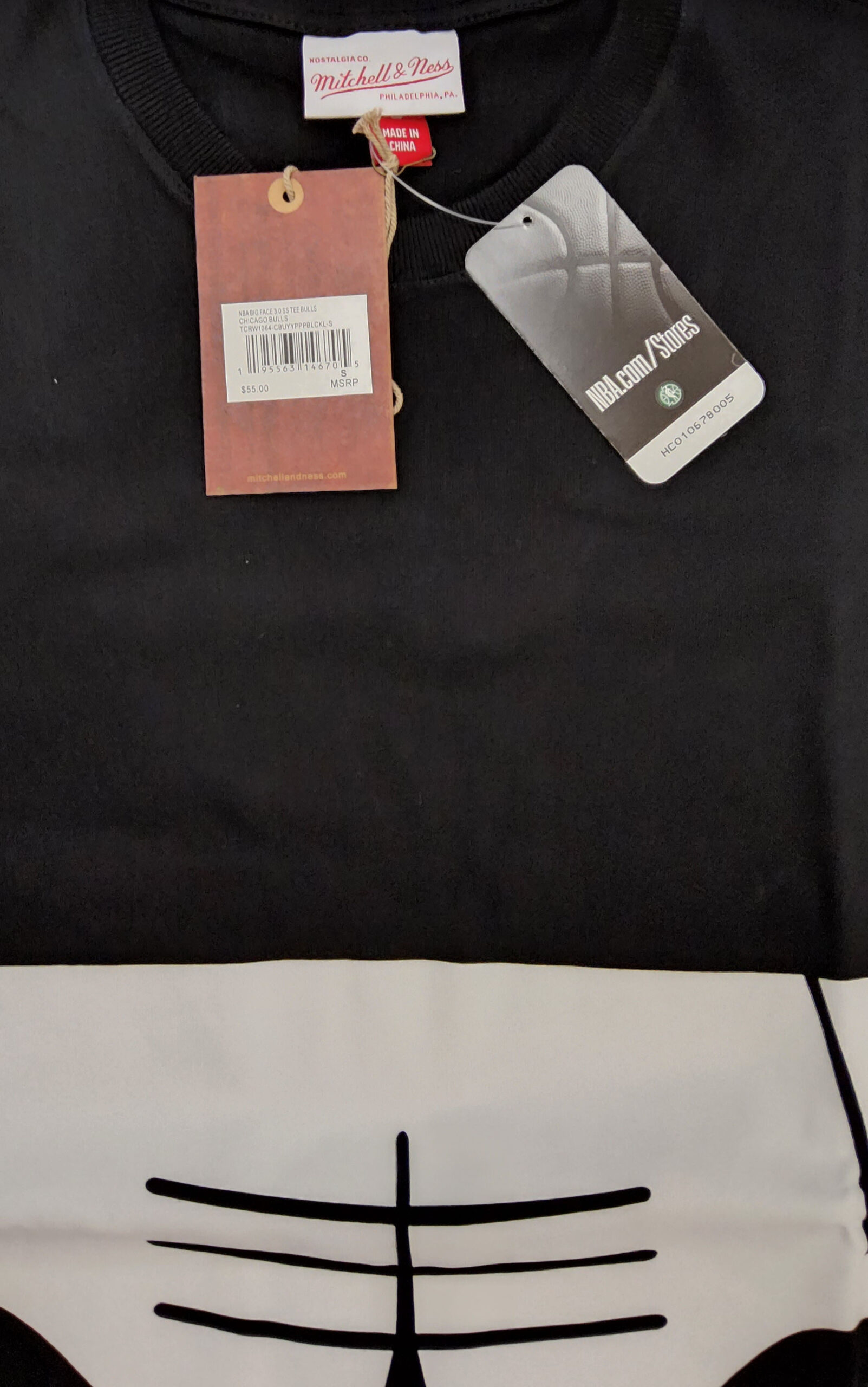 Mitchell & Ness Chicago Bulls Big Face 3.0 SS Hardwood Classics Black Tee Shirt Size M