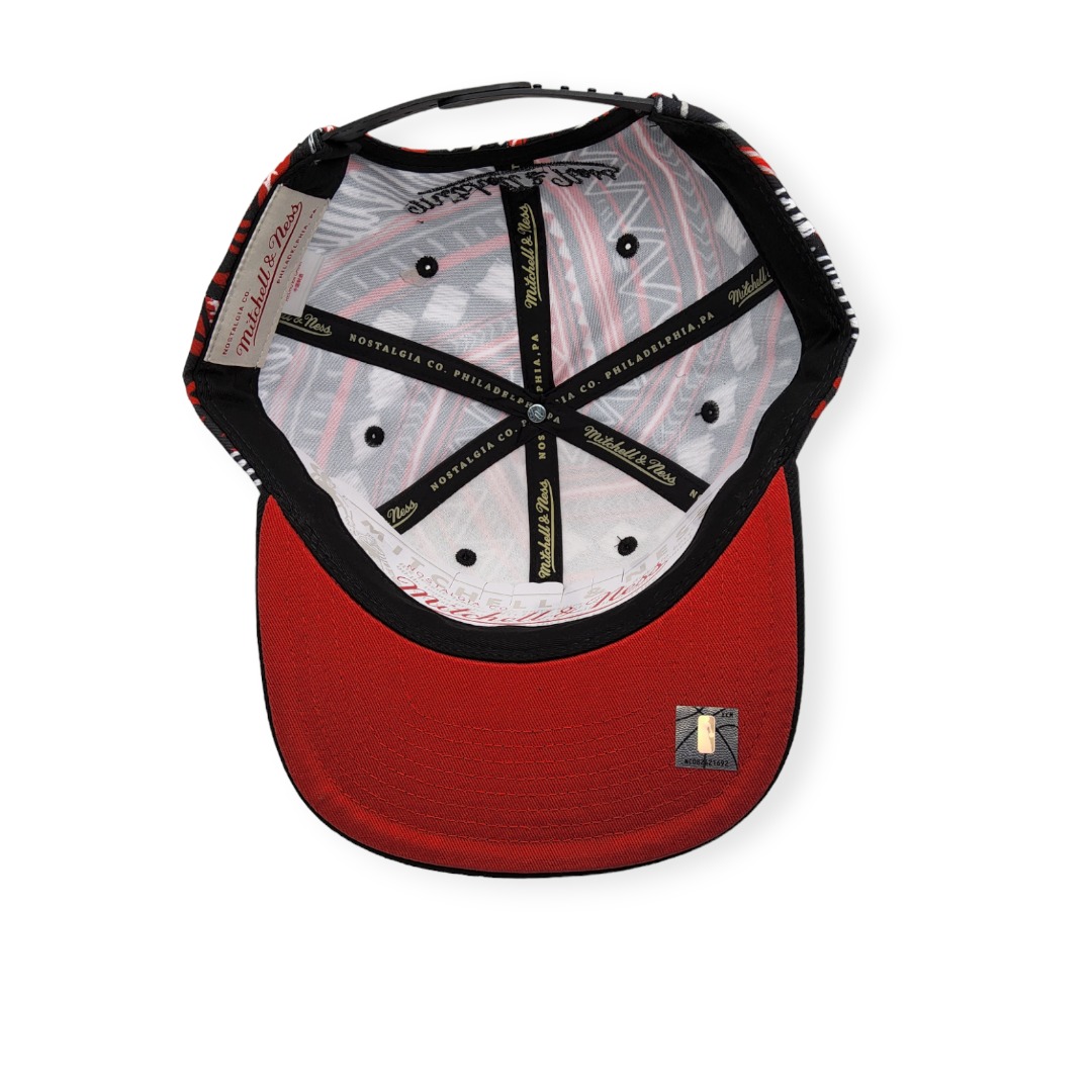 Mitchell & Ness Chicago Bulls Game Day Pattern Deadstock Black Adjustable Snapback Hat Cap