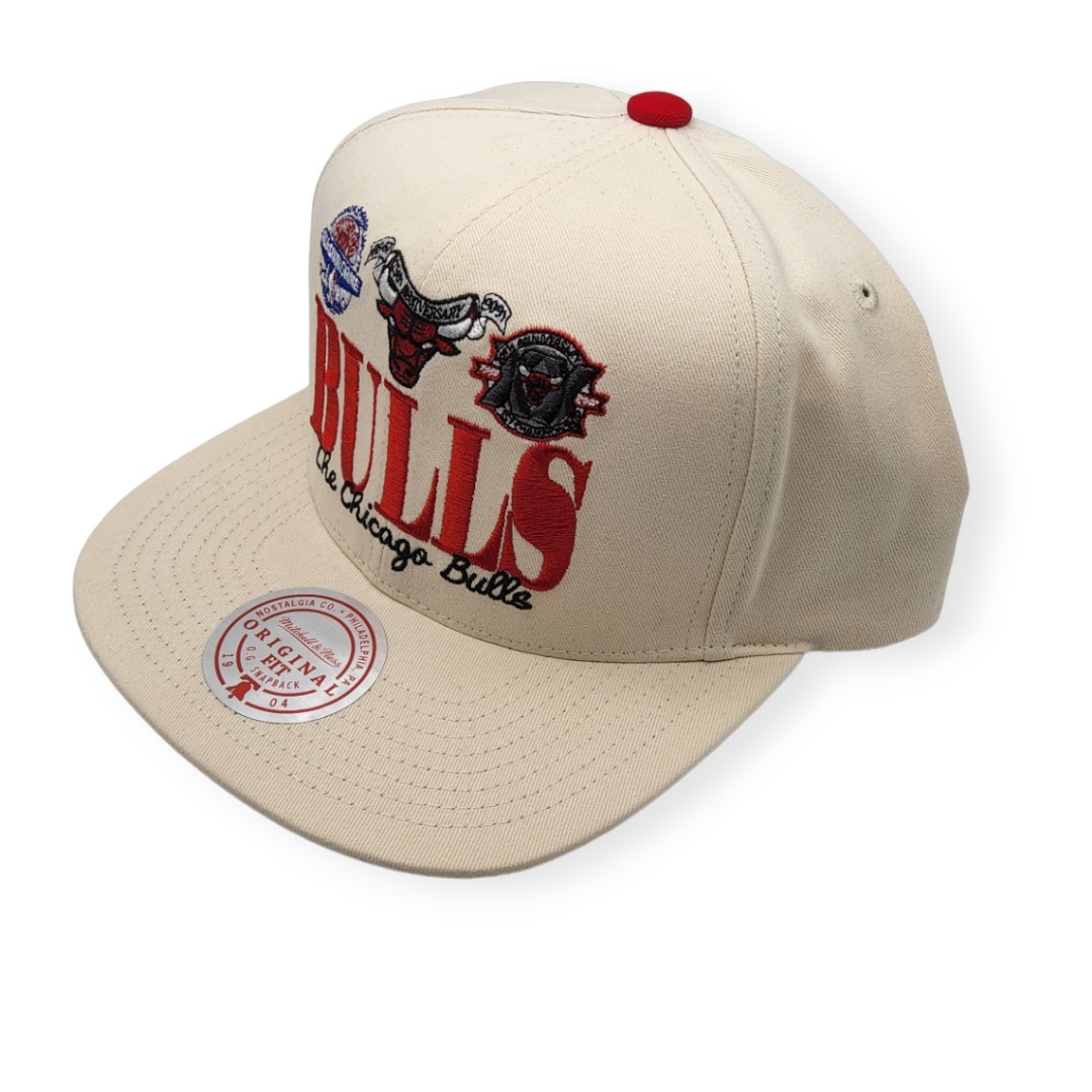 Mitchell & Ness Chicago Bulls Reframe Retro Off White Adjustable Snapback Hat Cap
