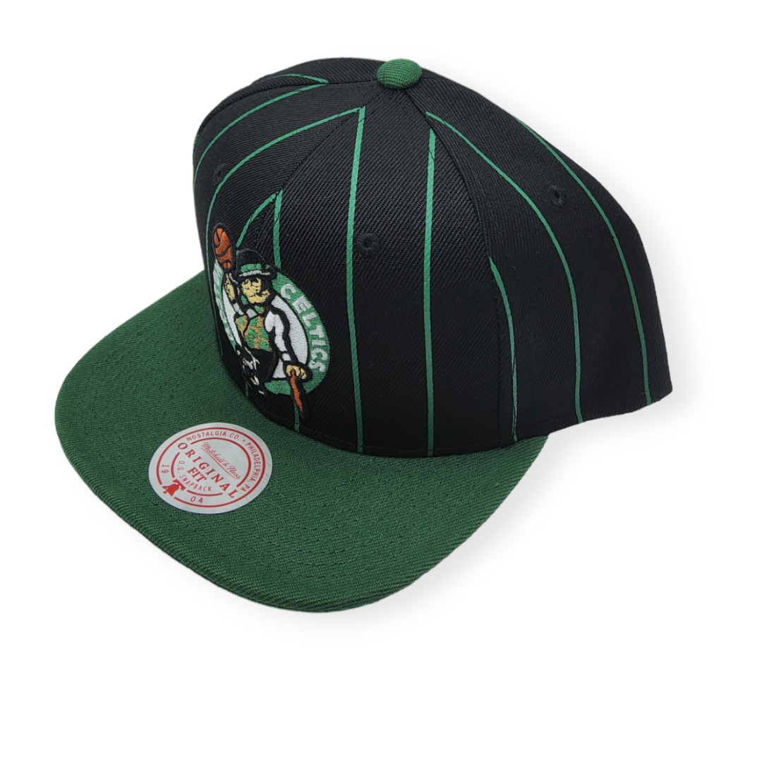 Mitchell & Ness Boston Celtics Team Pin Black/Green Adjustable Snapback Hat Cap