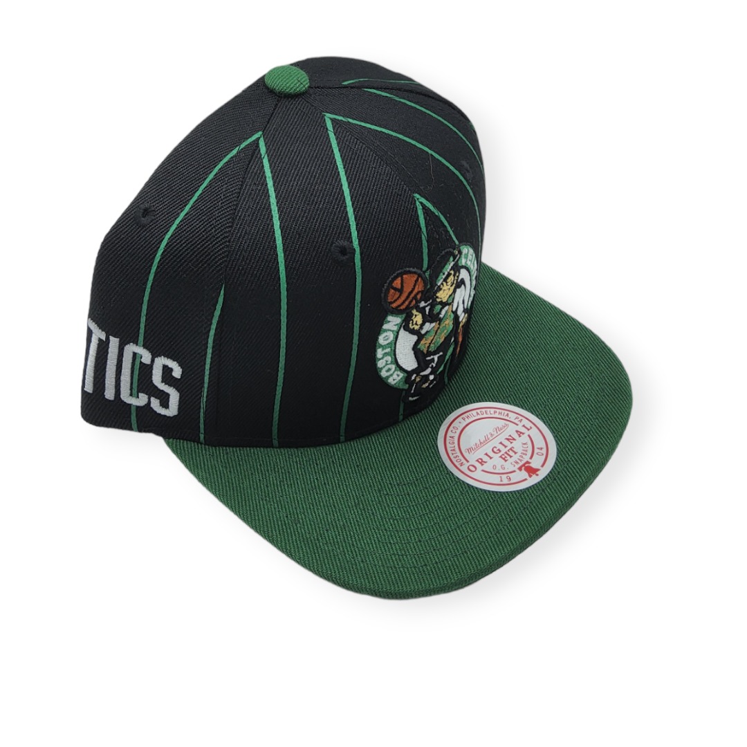 Mitchell & Ness Boston Celtics Team Pin Black/Green Adjustable Snapback Hat Cap