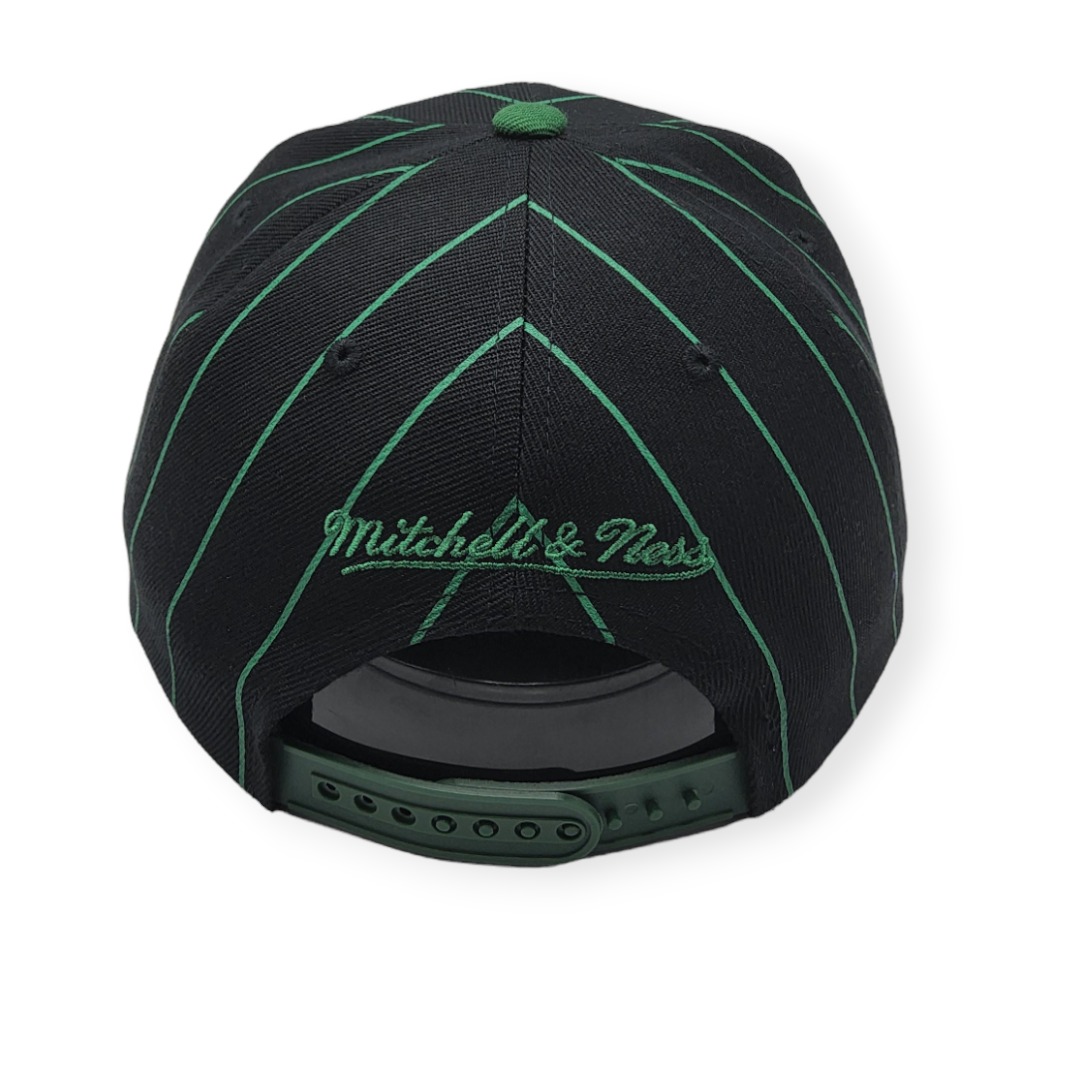 Mitchell & Ness Boston Celtics Team Pin Black/Green Adjustable Snapback Hat Cap