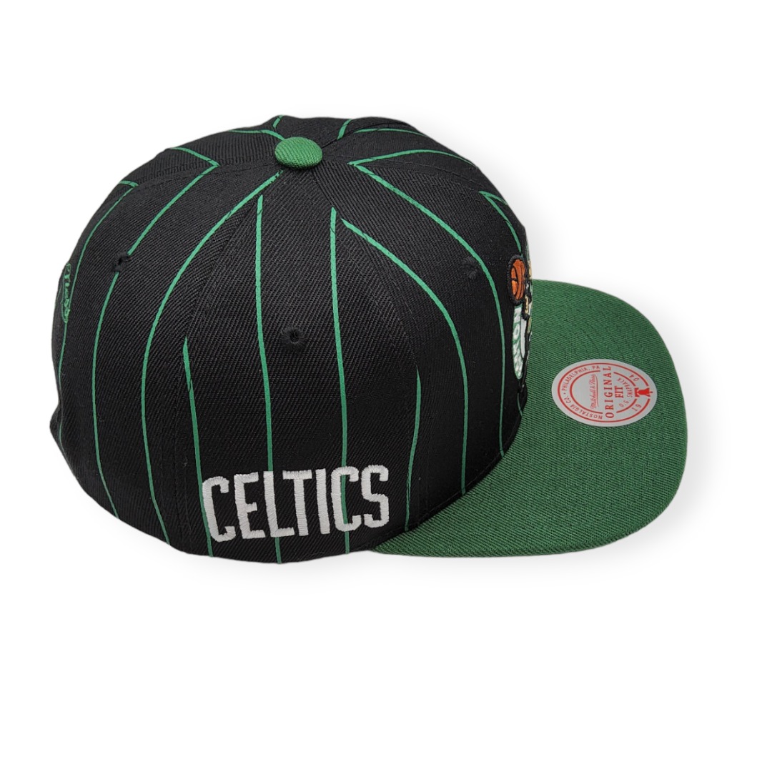 Mitchell & Ness Boston Celtics Team Pin Black/Green Adjustable Snapback Hat Cap