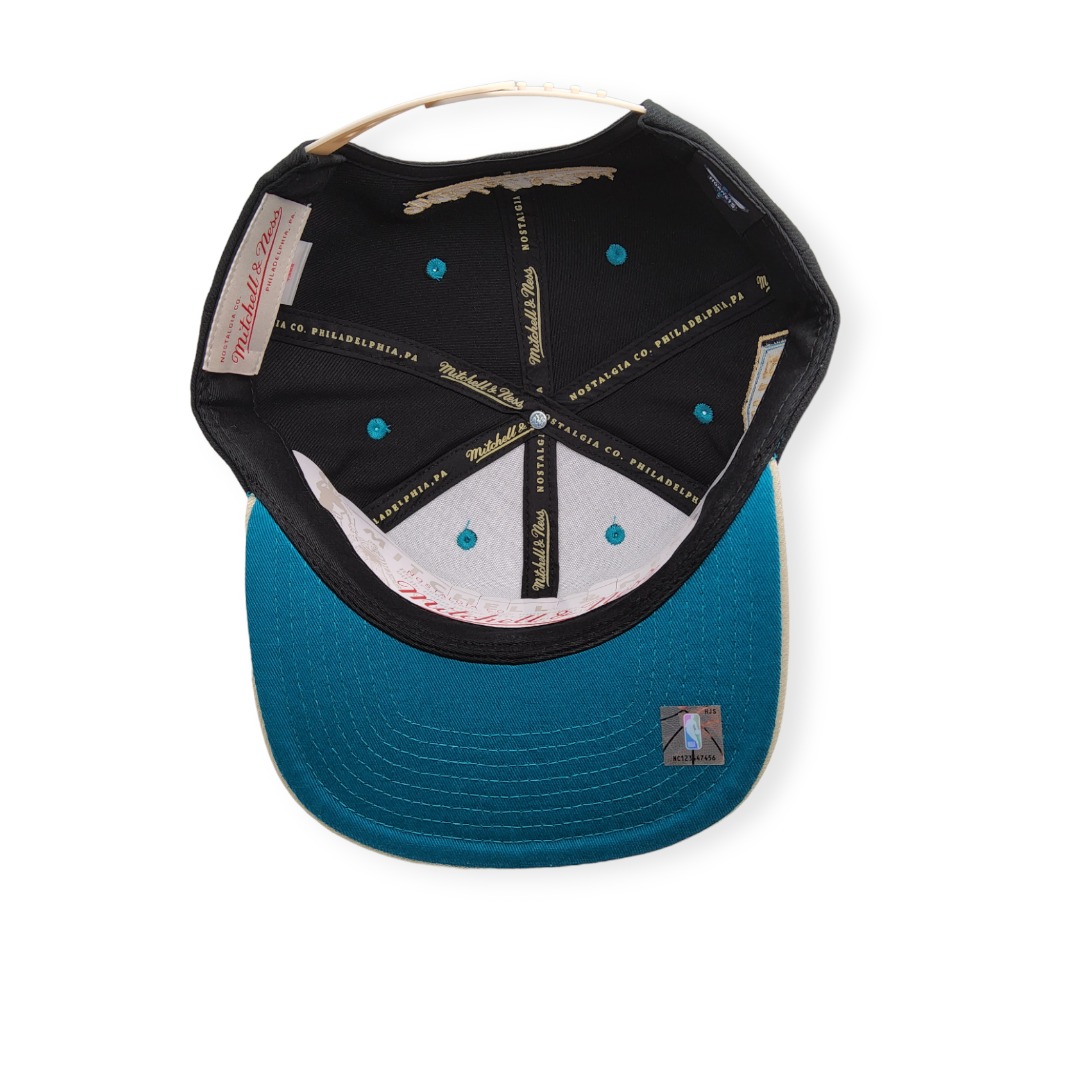 Mitchell & Ness Charlotte Hornets Pin Drop Black/Cream Adjustable Snapback Hat Cap