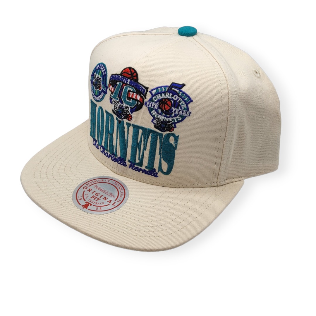 Mitchell & Ness Charlotte Hornets Reframe Retro Off White Adjustable Snapback Hat Cap