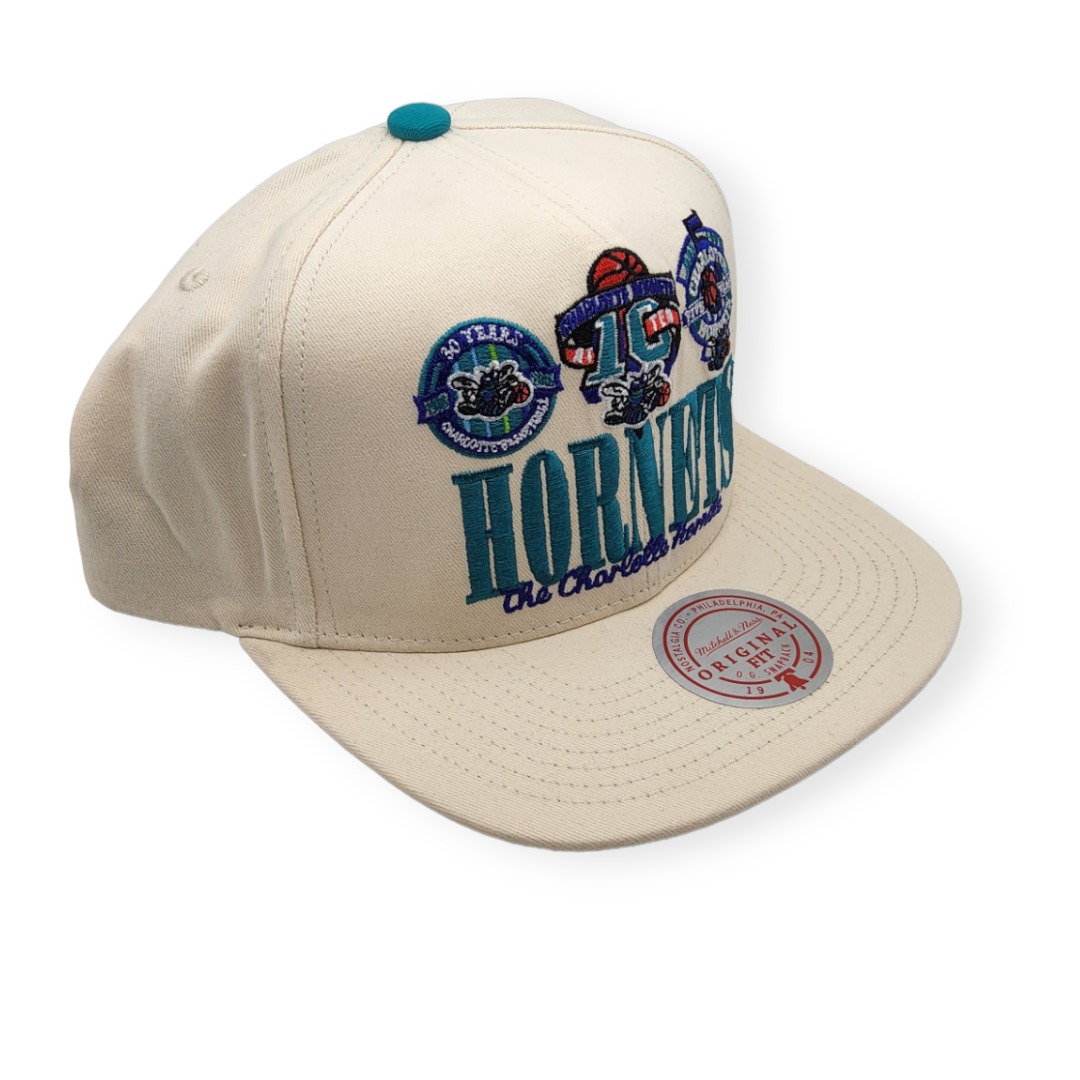 Mitchell & Ness Charlotte Hornets Reframe Retro Off White Adjustable Snapback Hat Cap