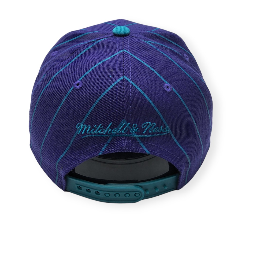 Mitchell & Ness Charlotte Hornets Team Pin Purple/Teal Adjustable Snapback Hat Cap