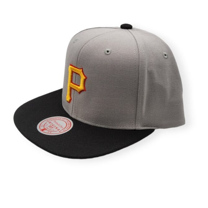 Mitchell & Ness Pittsburgh Pirates Away Cooperstown Collection 2 Tone Gray/Black Adjustable Snapback Hat Cap