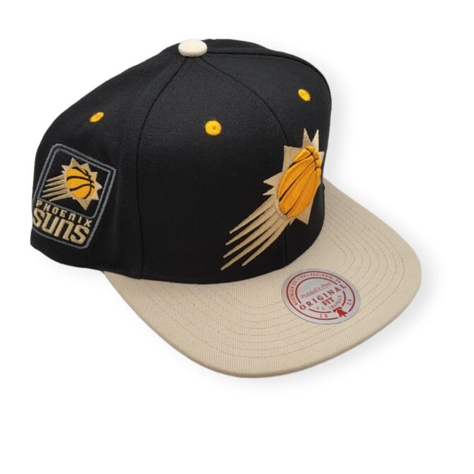 Mitchell & Ness Phoenix Suns Pin Drop Black/Cream Adjustable Snapback Hat Cap
